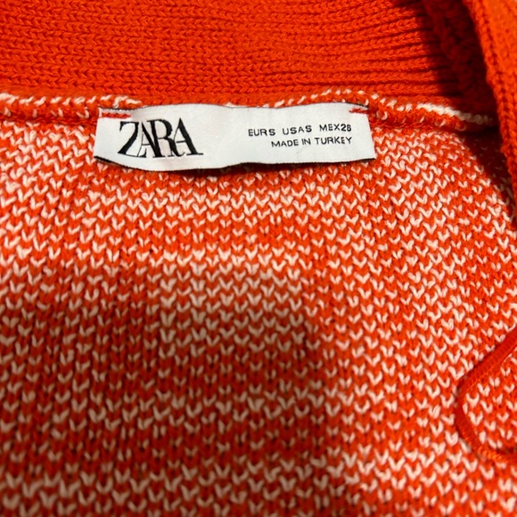 *Zara* Orange & Cream Floral Knit Cardigan, Small - Picture 7 of 8